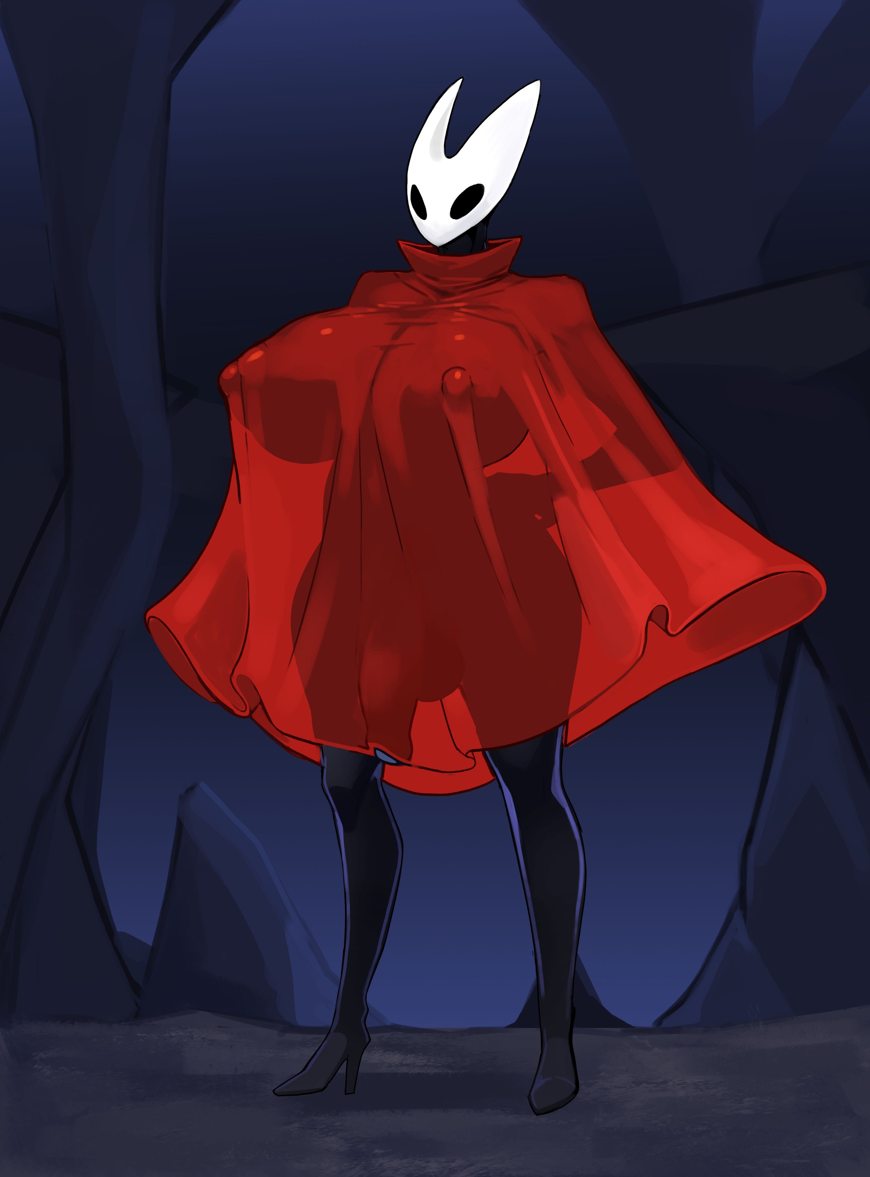 1futa, anthro, balls, futanari, glowing, glowing genitalia, hollow knight, hollow knight: silksong, hornet (hollow knight), omega processor (artist), penis, platinum1945
