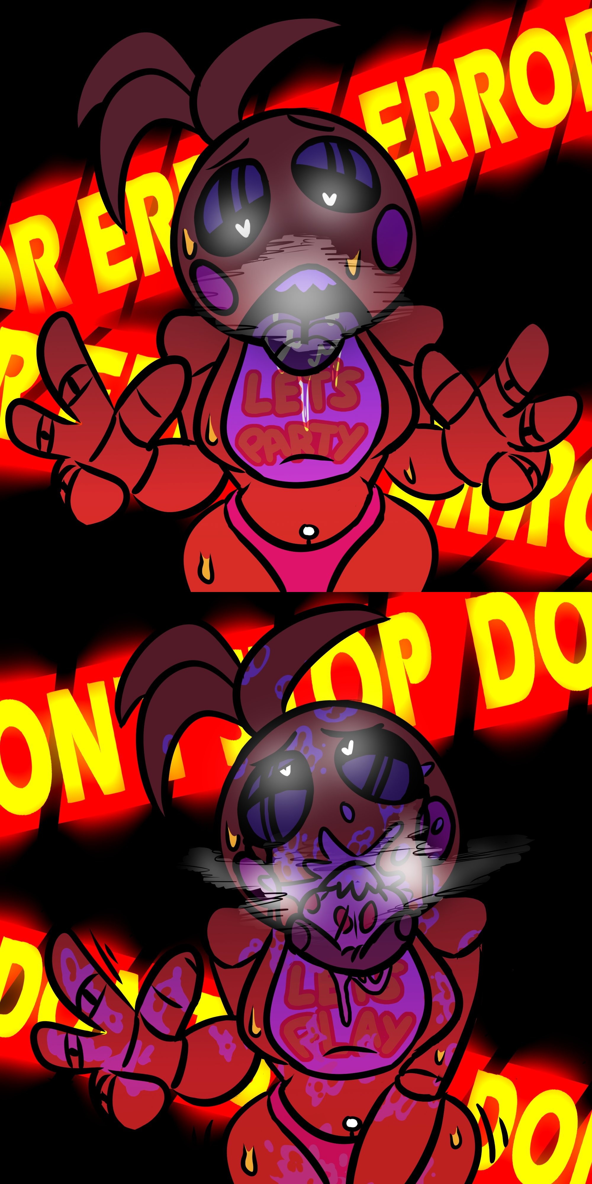 algob4v, bav, cum, cum in mouth, cum inside, cum on body, five nights at freddy's, five nights at freddy's 2, fnaf, heart-shaped pupils, pizza, pizza slice, solo, steam, steamy breath, sweat, sweatdrop, sweating, tongue, tongue out, toy chica (fnaf)