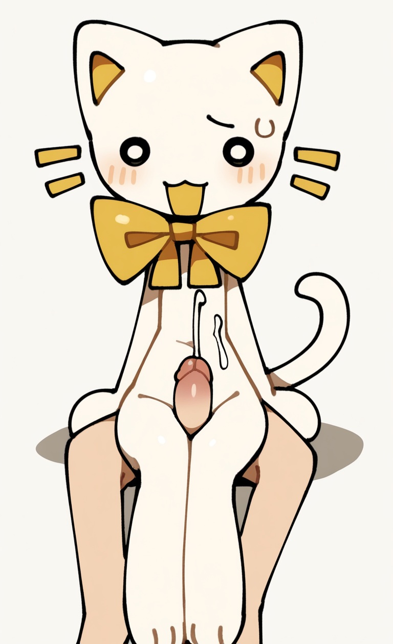 2d, ai assisted, ai generated, ambiguous gender, animation meme community, anthro, cum, feline, furry, poeypepto, sketch, thigh sex