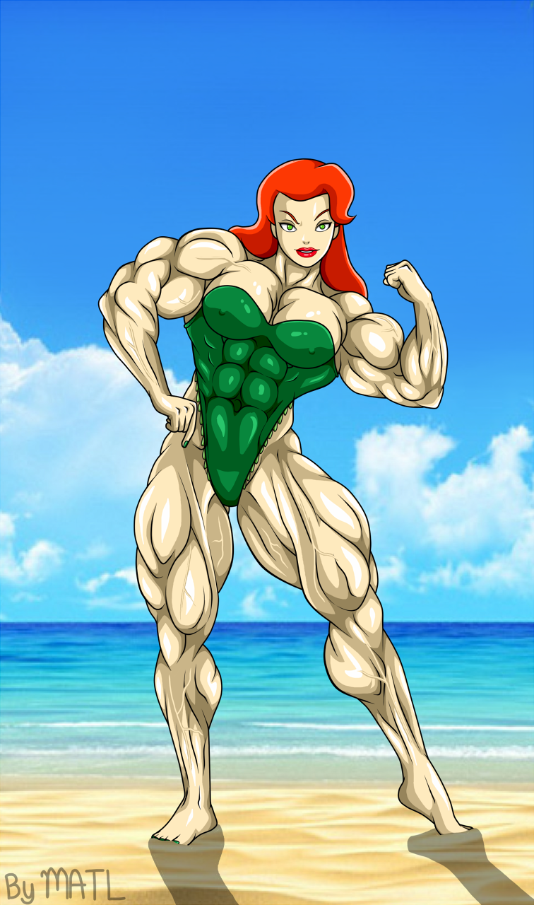 1girls batman:_the_animated_series batman_(series) dc dc_comics dcau extreme_muscles female female_only green_hair huge_muscles human matl muscular muscular_female orange_hair orange_lips pale-skinned_female pale_skin pamela_isley poison_ivy poison_ivy_(dcau) solo