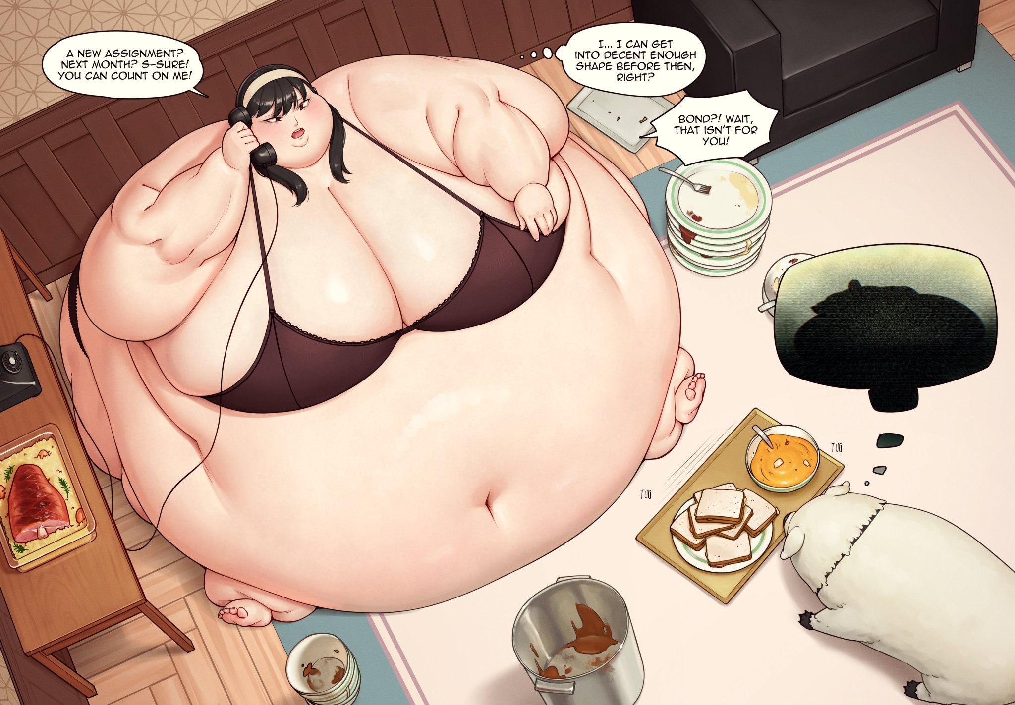 better with salt, eating, fat, feedee, female, heterosexual, hyper belly, hyper fat, immobile, morbidly obese, obese, obese female, overweight, overweight female, ready to pop, sagging belly, spy x family, ssbbw, ussbbw, weight gain, weight gain female, yor briar