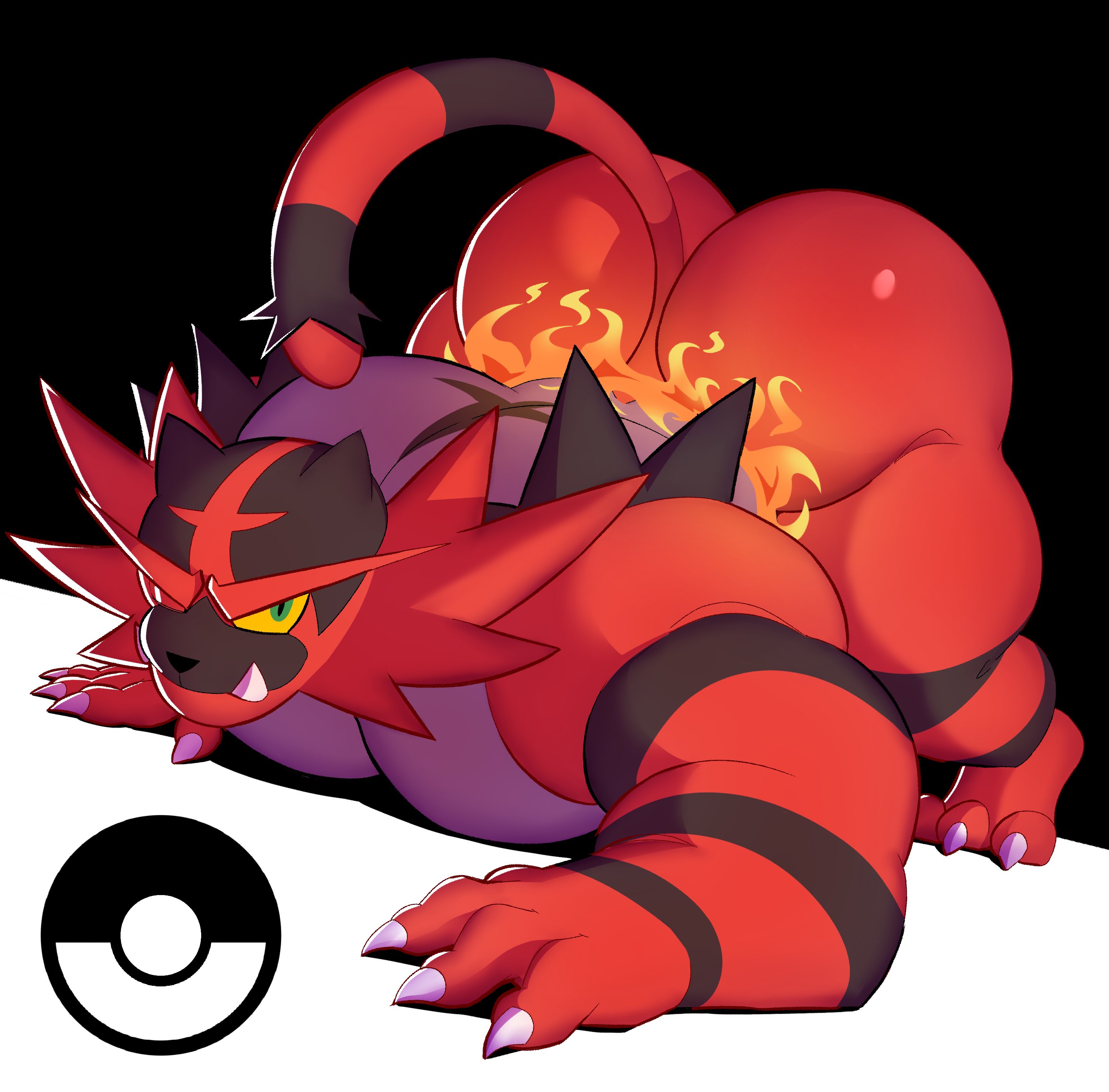 ass, ass up, ass up face down, bara, bara ass, beetleartz, bent over, big ass, big ass (male), big butt, big butt (male), bigbchevalier, black and white background, bubble ass, bubble butt, feline, game freak, gay, huge ass, huge butt, incineroar, looking at viewer, male, monochrome background, muscular, muscular anthro, muscular ass, muscular male, pokemon, pokemon (species), wink, yaoi