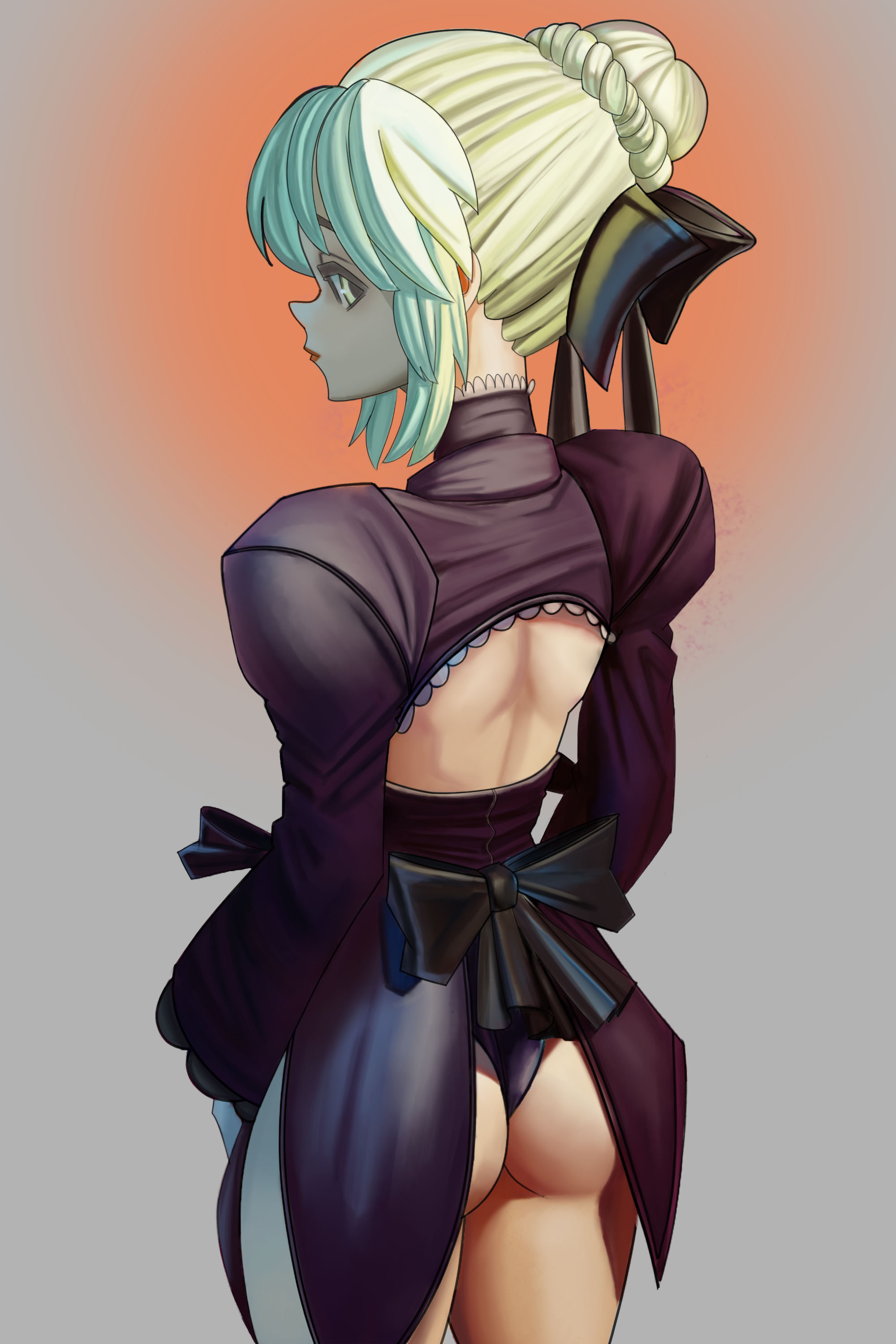 1girls, absurdres, artoria pendragon, artoria pendragon (alter), ass, fate (series), fate/grand order, female, female only, highres, looking at viewer, looking back, solo, tumtumisu