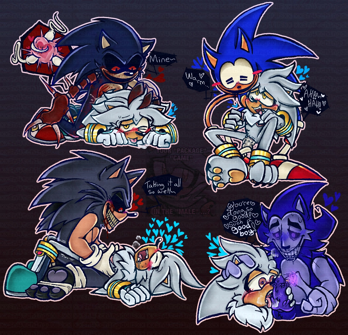 1cuntboy, 4boys, cuntboy, cuntboy/male, doggy style, furry, furry male, furry only, gangbang, gay, gay sex, hedgehog, impregnation, knot, knotted penis, kolossos, licking penis, lord x, majin sonic, pawpads, paws, praise, pussy, rewrite (sonic.exe), rough sex, silver the hedgehog, sonic (series), sonic.exe, sonic.exe (character), sonic.exe (creepypasta), sonic.exe (series), sonic.exe the disaster, trans man, vaginal penetration, vaginal sex, yaoi