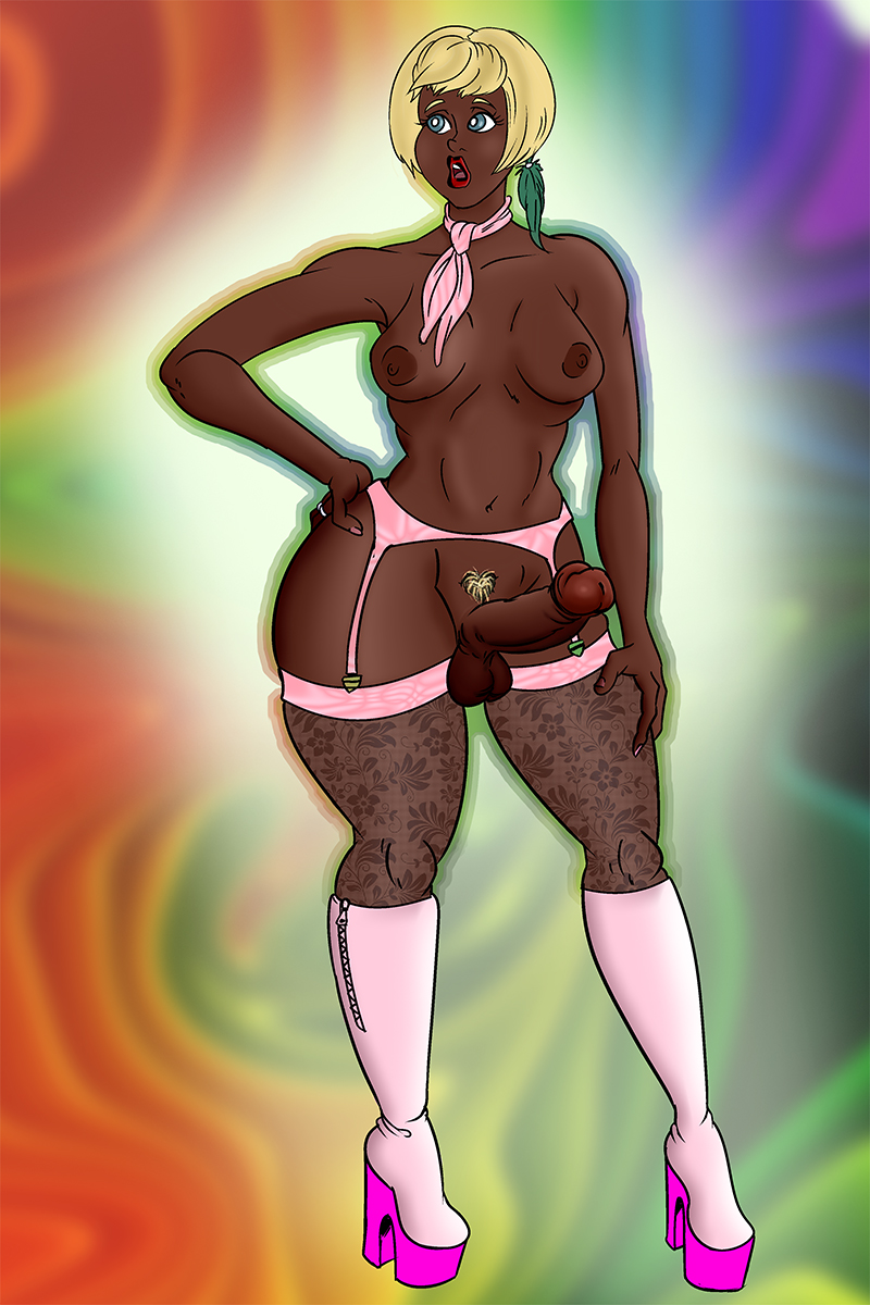 bananacreamcake dark-skinned_futanari dark_skin futa_only futanari lingerie oc original original_character transmorpher_dds