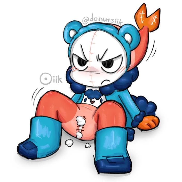 1cuntboy, ambiguous gender, blush, blushing, care bears, costume, cuntboy, dandy's world, donutsiik, flushed, flushed face, grumpy bear, grumpy bear shrimpo, intersex, plushification, shrimpo (dandy's world), stuffed animal, stuffing, stuffing (material), tagme