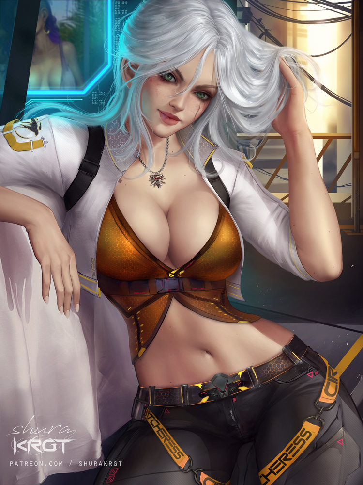 1girls big_breasts breasts cd_projekt_red ciri cleavage cyberpunk female female_only large_breasts looking_at_viewer shurakrgt solo the_witcher_(series) the_witcher_3:_wild_hunt