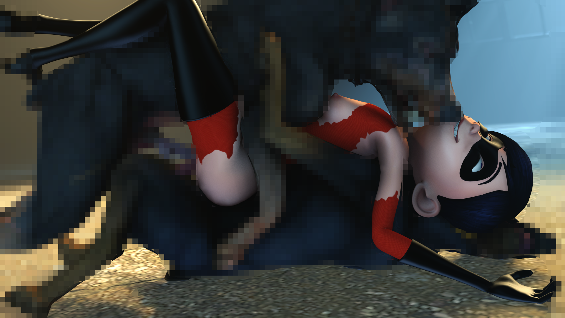 armwear, boots, breasts, canine, censored, clothing, disney, dog, eyewear, female, footwear, gloves, handwear, interspecies, legwear, male, mask, masterkabal, nipples, penis, pixar, tagme, the incredibles, violet parr, zoophilia