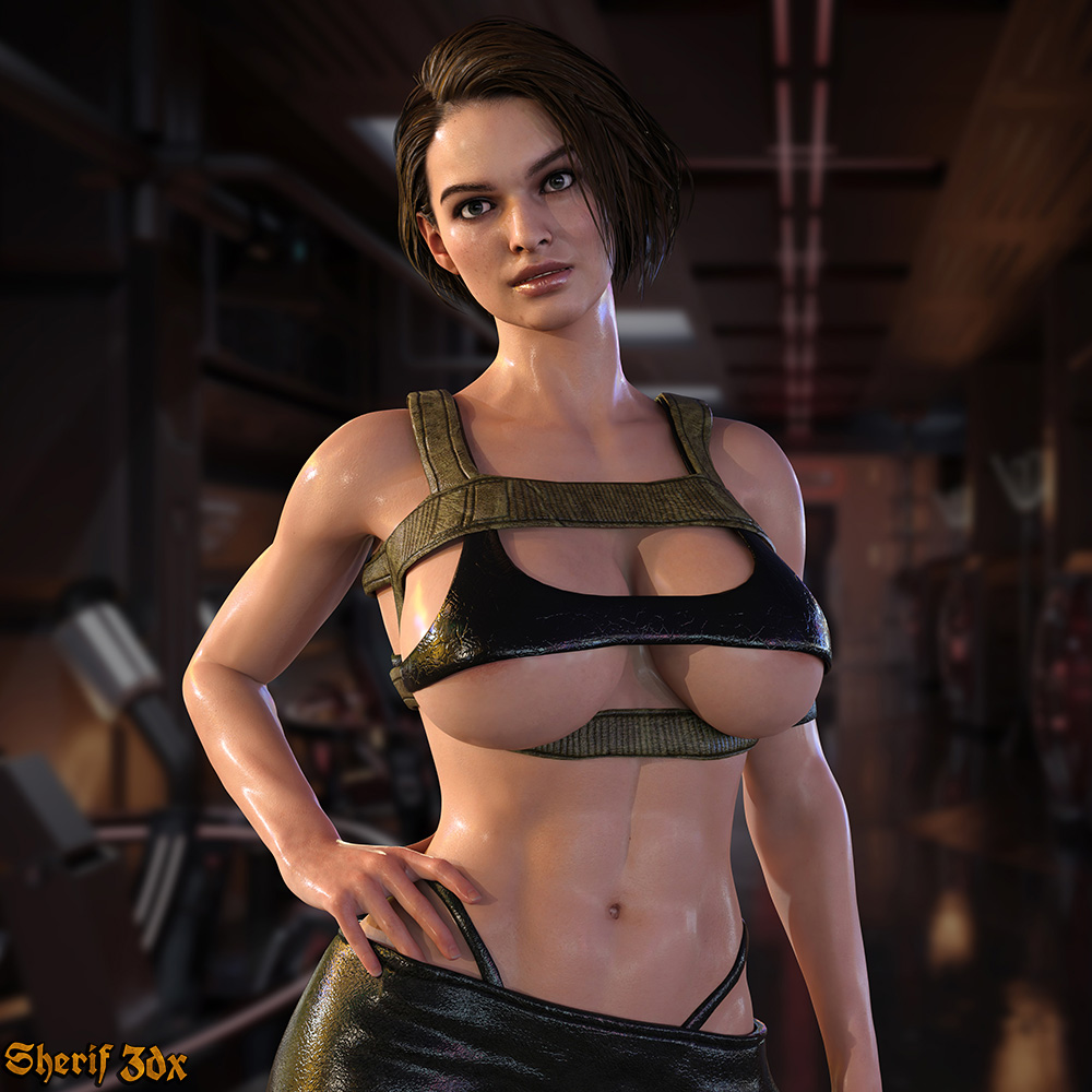 1girls, 3d, abs, alternate costume, athletic, athletic female, big breasts, breasts, brown hair, busty, capcom, female, female focus, female only, highleg panties, hourglass figure, huge breasts, jill valentine, jill valentine (sasha zotova), muscular, muscular female, naughty face, nordfantasy, pinup, pose, posing, resident evil, resident evil 3, resident evil 3 remake, seductive, short hair, skimpy, skimpy clothes, solo, standing, tagme, thong, whale tail, wide hips