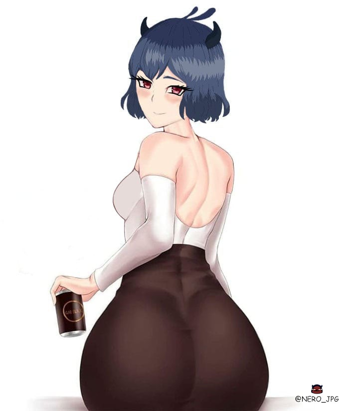 ass, big ass, black clover, black hair, breasts, female, horns, nero jpg, red eyes, secre swallowtail, small breasts