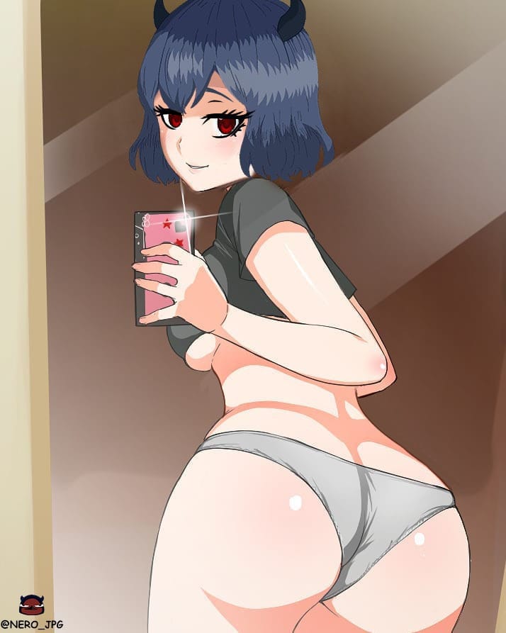 ass, big ass, black clover, black hair, breasts, female, horns, nero jpg, panties, red eyes, secre swallowtail, small breasts