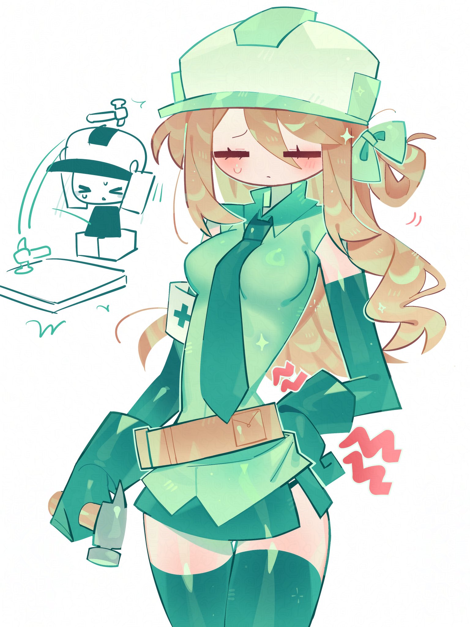 1girls, artist request, carepad (die of death), civilian (die of death), die of death (roblox), green clothing, helmet, roblox, roblox game, robloxian, source request, tagme