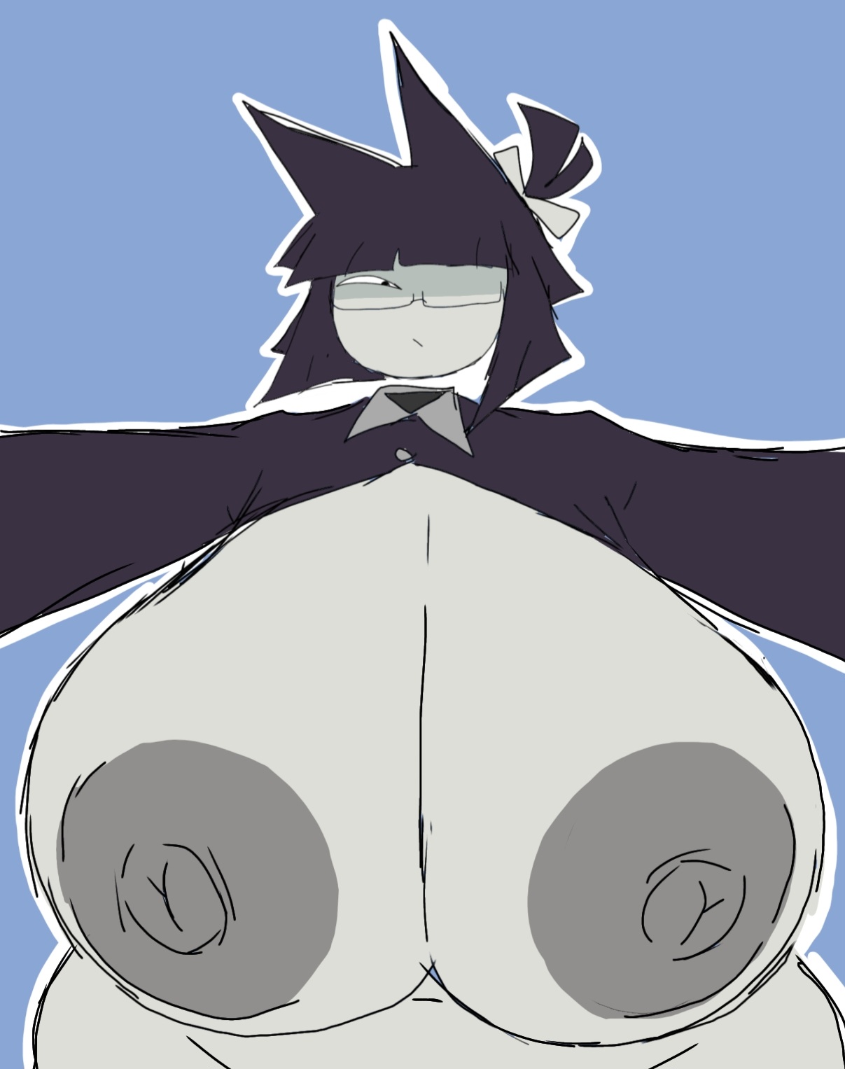 2026, 2d, 2d artwork, big breasts, big tits, breasts bigger than head, female, female focus, female only, fundamental paper education, grey nipples, high quality, high resolution, miss bloomie (fundamental paper education), momiji (artist), nude, tagme, tits bigger than head