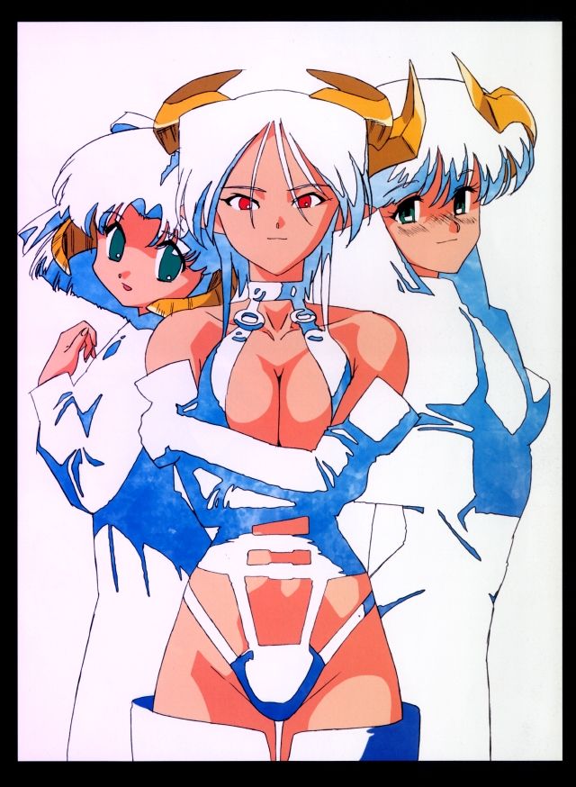 3girls 90s alternate_color bare_shoulders black_border bow breasts carrera cleavage clothed clothing collar crossed_arms demon_girl demon_horns elbow_gloves eyebrows_visible_through_hair female female_only flat_chest gloves green_eyes hair_ribbon hairband horns jacket large_breasts long_ears long_hair looking_at_viewer mercedes_(viper) monster_girl multiple_girls official_art open_mouth pointy_ears rati red_eyes ribbon sasaki_masakatsu short_hair side_view simple_background smile sogna standing stockings succubi succubus succubus_costume succubus_horns succubus_outfit thick_thighs thighhighs thighs viper_(series) viper_gts white_background white_clothing white_gloves white_hair white_thighhighs zettai_ryouiki