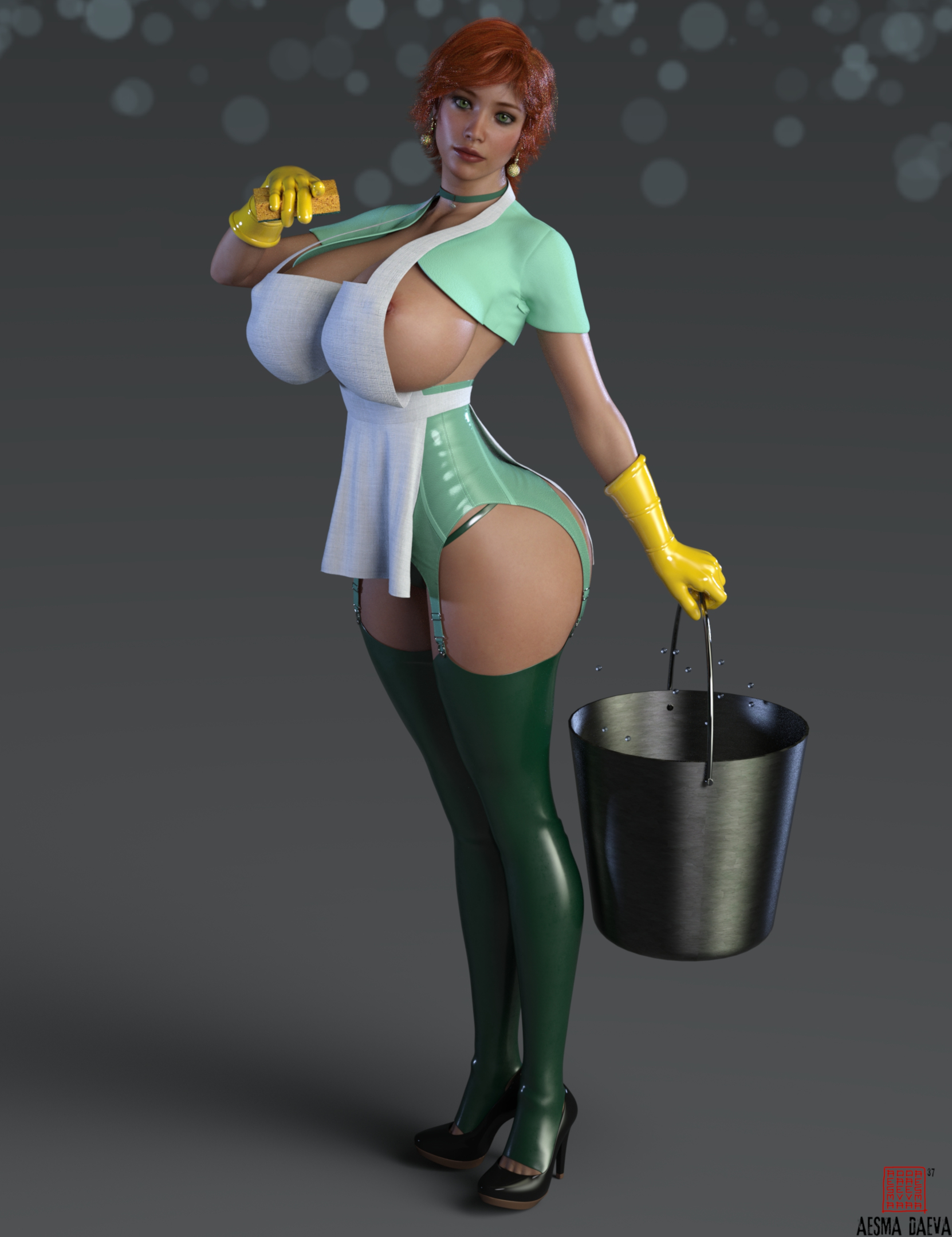 1girls, 3d, aesmadaeva37, apple butt, areola, areolae, ass, breasts, bucket, cartoon network, curvaceous, curves, curvy, curvy body, curvy female, curvy figure, curvy hips, dexter's laboratory, dexter's mom, ear piercing, earrings, female, gloves, heels, high heels, hourglass figure, huge breasts, latex, latex gloves, latex thighhighs, legs, lips, lipstick, lower body, milf, mother, nipples, piercing, piercings, short hair, sideboob, thick, thigh highs, thighhighs, thighs, upper body, voluptuous, waist, watermark, wide hips, yellow gloves