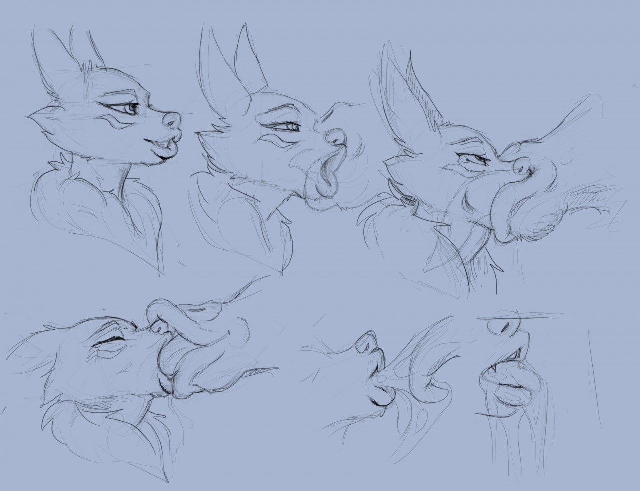 2girls, anthro, closed eyes, digimon, extreme french kiss, female, french kiss, giraffe, long tongue, multiple females, multiple girls, open mouth, renamon, saliva, tongue, tongue kiss, tongue out, ungulatr, yuri