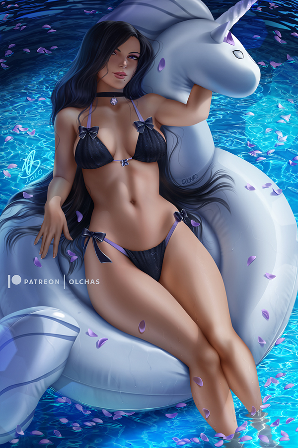1girls, bikini, breasts, cd projekt red, cleavage, female, female only, looking at viewer, olchas, solo, the witcher (series), the witcher 3: wild hunt, yennefer