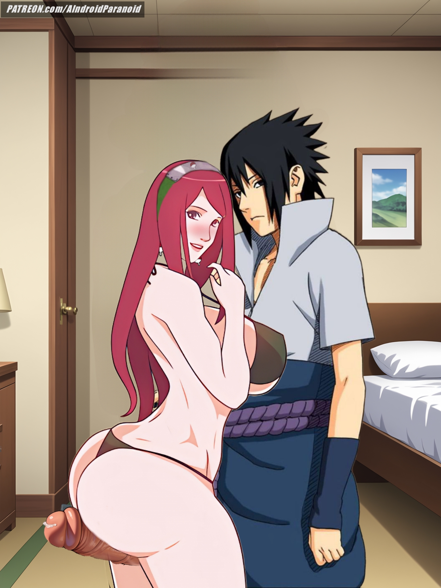 big penis, bikini, cheating mother, headband, motherly cuckold, naruto (series), netorare, sasuke uchiha, son cuck, uzumaki kushina
