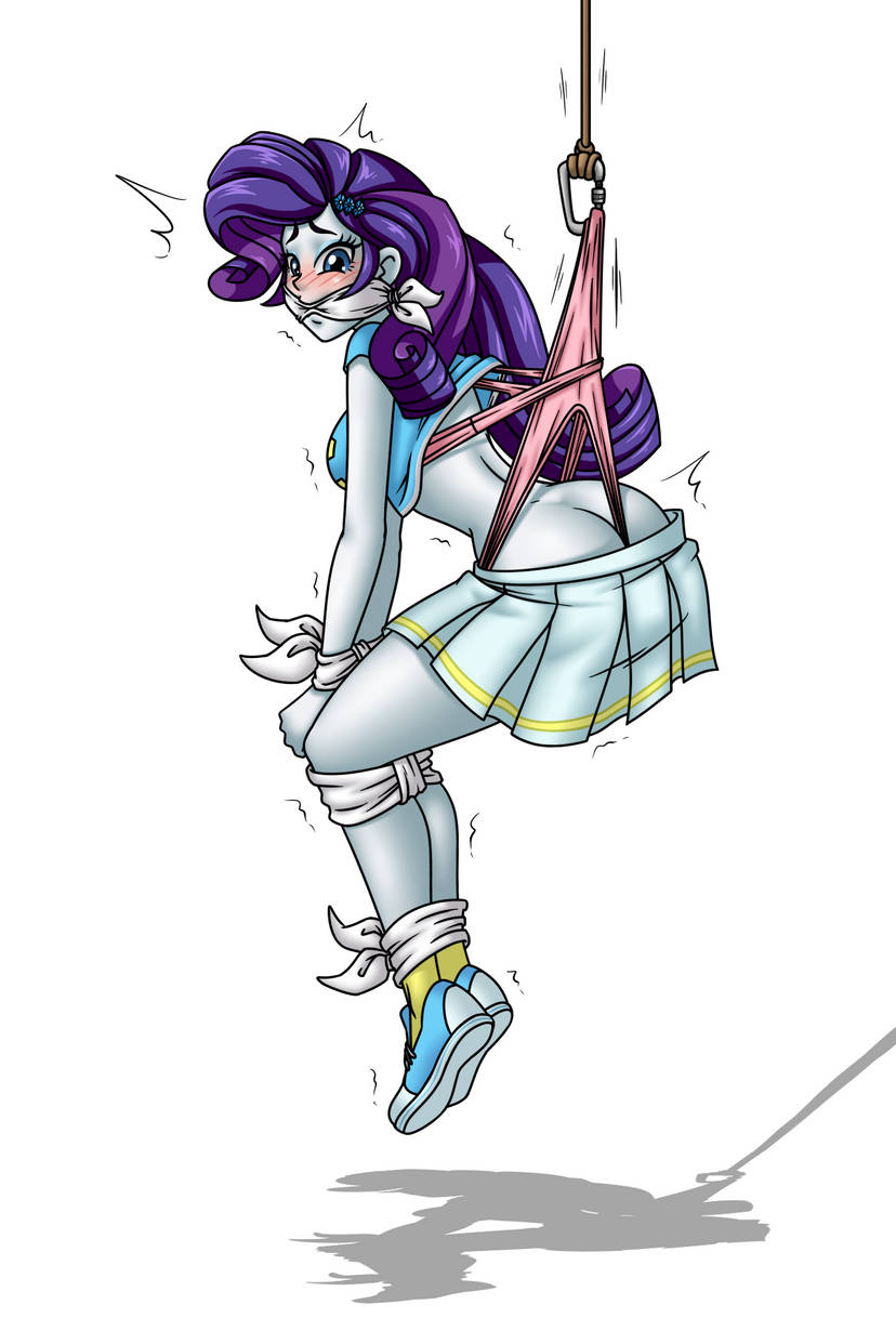 1girls, ass, ass cleavage, ass crack, bondage, bound, bra strap, bullying, cheerleader, cheerleader uniform, clothed, embarrassed, equestria girls, female, friendship is magic, gag, gagged, hanging wedgie, humiliation, matching underwear, my little pony, pink bra, pink panties, purple hair, rarity (eg), rarity (mlp), restrained, restrained arms, restrained legs, restraints, school uniform, schoolgirl, shirt lift, short skirt, skirt, smartdibujos, solo, suspended in midair, suspension, suspension bondage, tagme, trembling, wedgie, wedgie fetish, wedgied female, white skin