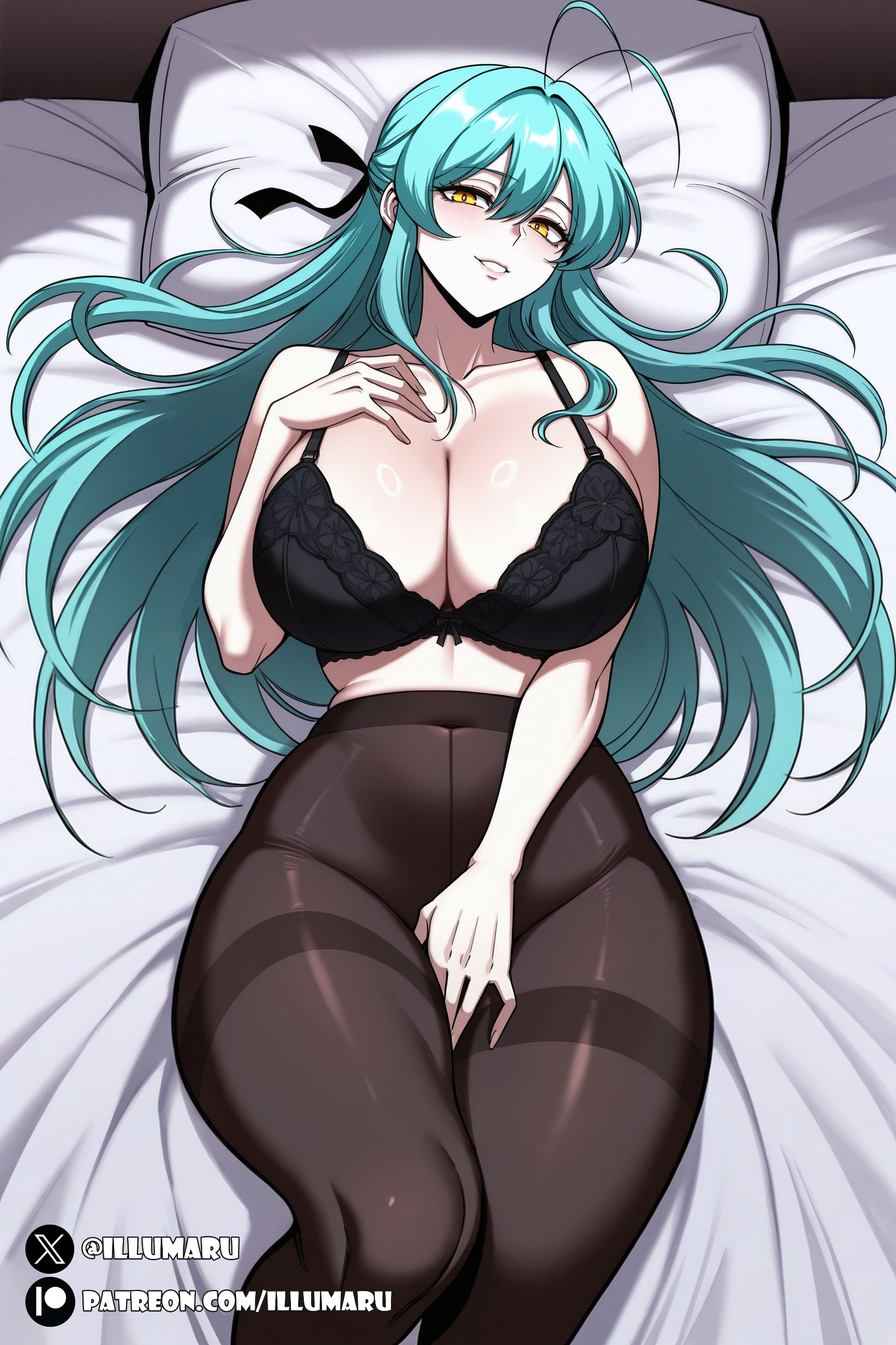 1girls, 2025, abel von nibelung, ai generated, bra, curvaceous, curvy, curvy body, curvy female, curvy figure, detailed, female, female focus, female only, hi res, i took over the academy with a single sashimi knife, illumaru, large breasts, laying down, laying on bed, manhwa, no panties, pantyhose, patreon username, solo, stable diffusion, tagme, thick thighs, voluptuous, voluptuous female, webtoon, wide hips