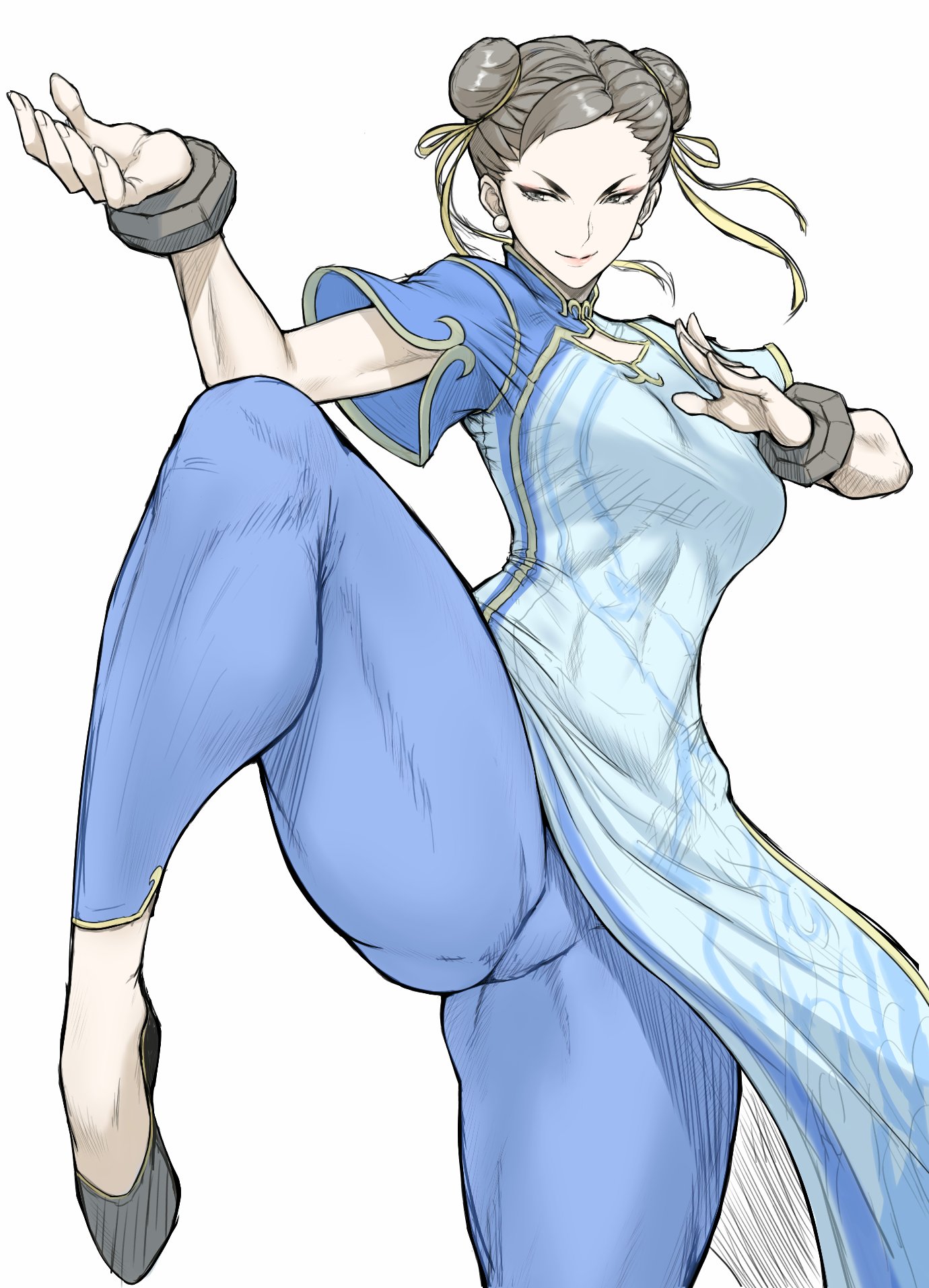 1girls, anagumasan, big breasts, black hair, breasts, chun-li, female, female only, street fighter, street fighter 6, tagme, thick thighs, thighs