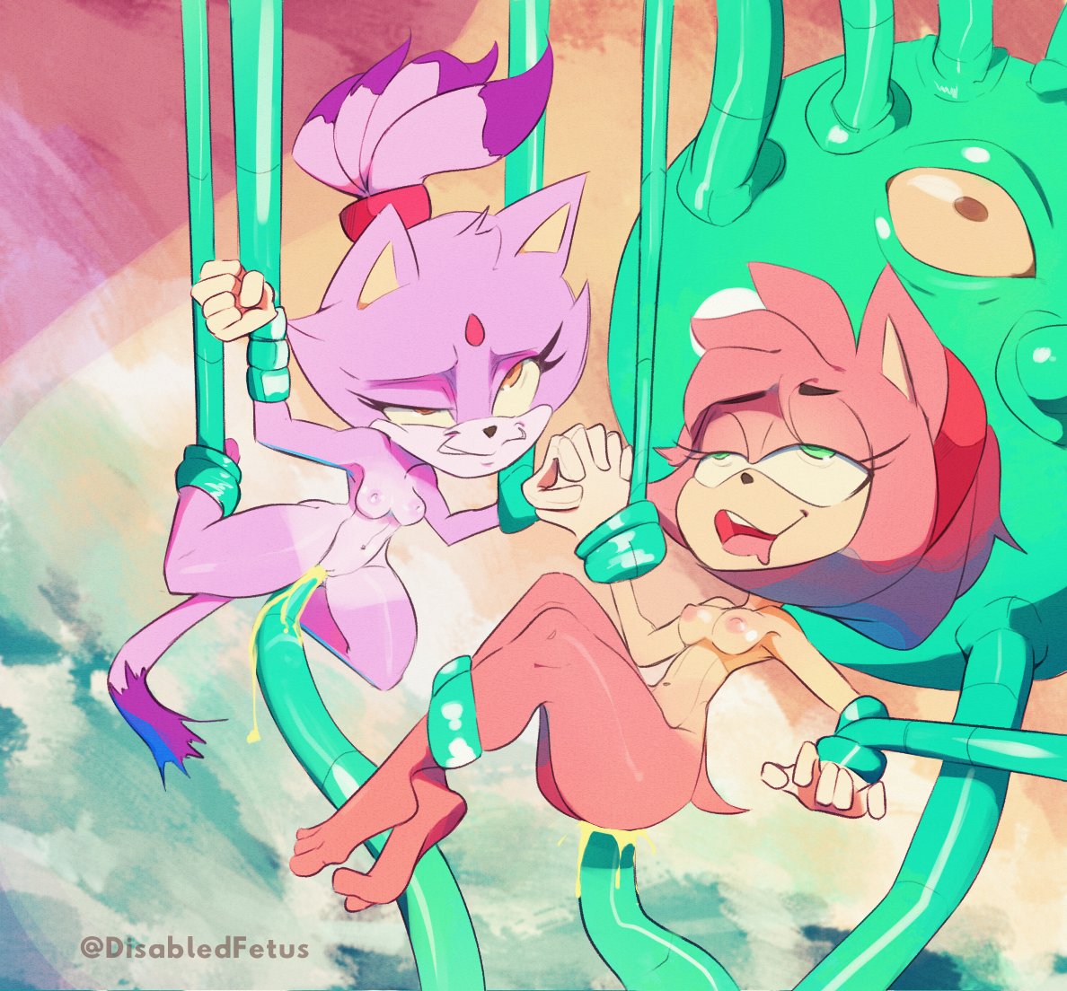 2girls ahe_gao amy_rose anthro blaze_the_cat bondage breasts cum cum_in_pussy cum_inside disabledfetus drooling eyes_rolling_back female femsub furry green_eyes hand_holding holding_hands legs_tied multiple_boys multiple_subs nipples nude open_mouth penetration pink_fur pussy restrained sega sex sonic_(series) spread_legs tentacle tentacle_sex tied_up vaginal_penetration