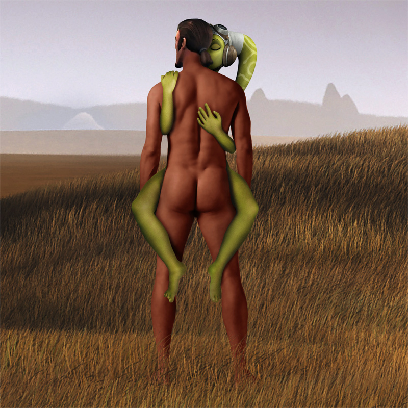 1boy 1girls canon_couple cdpetee closed_eyes hera_syndulla highres interspecies kanan_jarrus male outside spread_legs standing standing_sex star_wars star_wars_rebels twi'lek