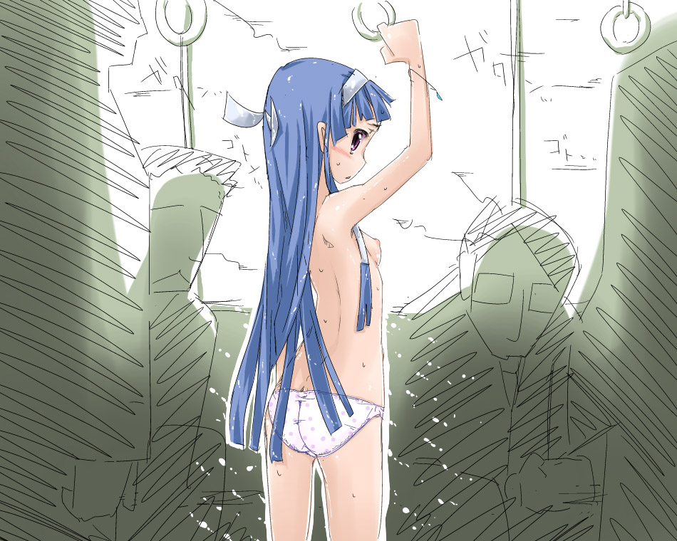 1girls blue_hair female female_focus kannagi nagi panties small_breasts solo_focus tagme