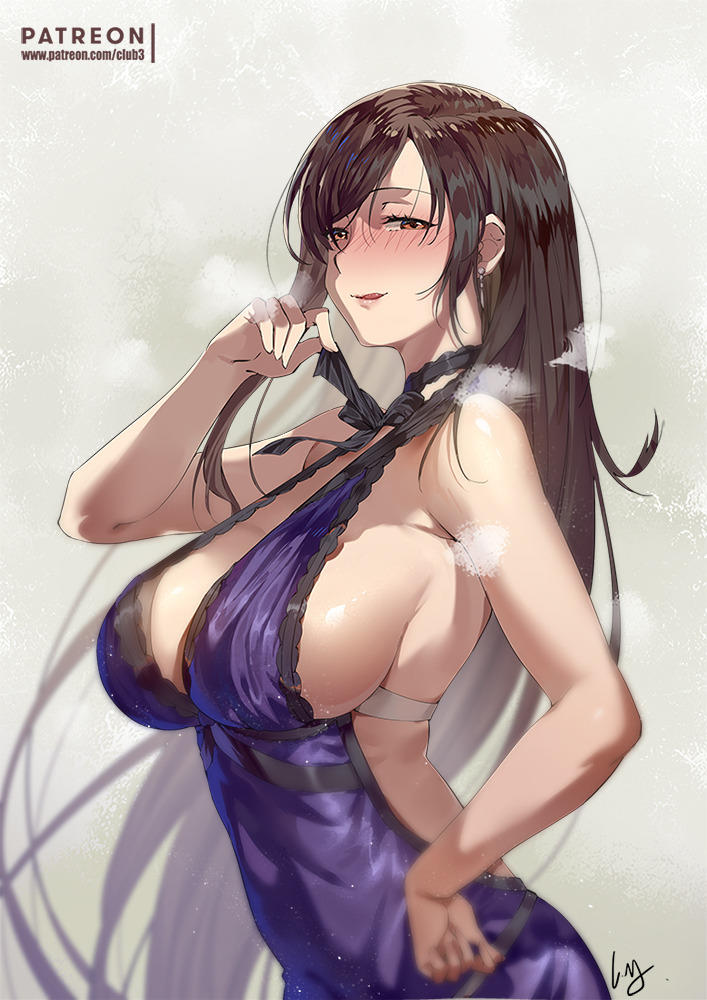 blush, breasts, dress, female, female only, final fantasy, final fantasy vii, large breasts, tifa lockhart