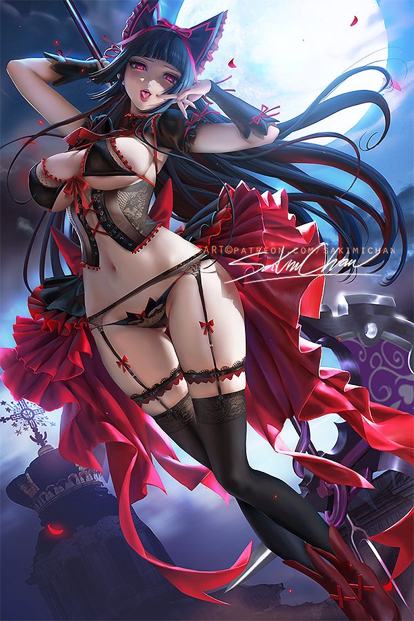 1girls, breasts, cleavage, female, female only, gate - jieitai ka no chi nite kaku tatakaeri, lingerie, looking at viewer, pinup, rory mercury, sakimichan, solo, thighhighs