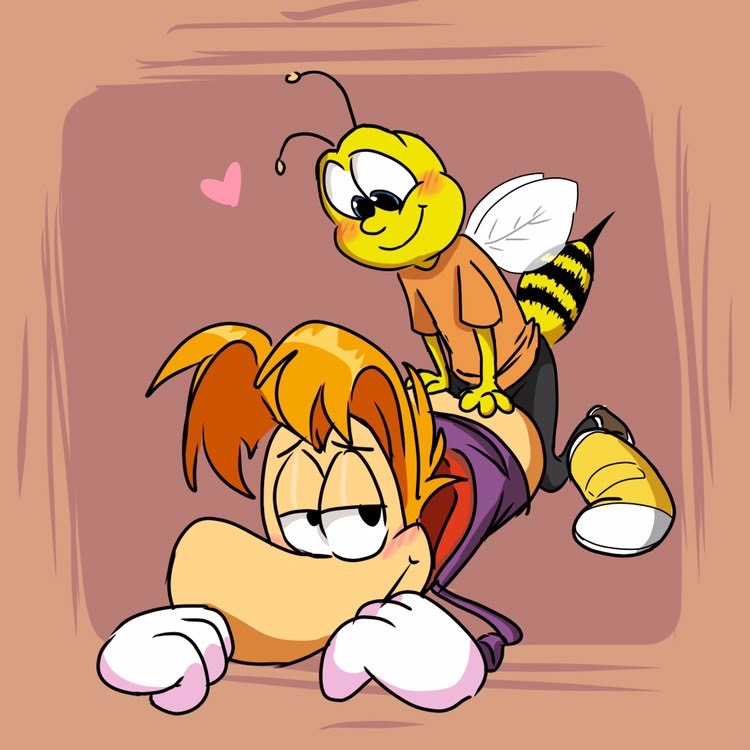 anal anthro anthro_only arthropod ass_up bee blush buzz_the_bee cheerios clothed clothed/nude clothing digital_media_(artwork) duo gay general_mills holding_butt honey_nut_cheerios hymenopteran insects kneeling looking_back lying male male/male male_only male_penetrated male_penetrating male_penetrating_male mascot muffinlewds nude on_front penetration rayman rayman_(series) sketch smile ubisoft video_games weird_crossover