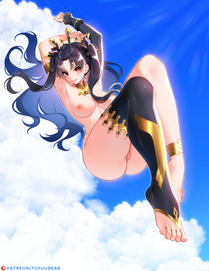 1girls, areolae, breasts, fate (series), fate/grand order, feet, female, female only, ishtar (fate), looking at viewer, nipples, pussy, solo, toes, tofuubear