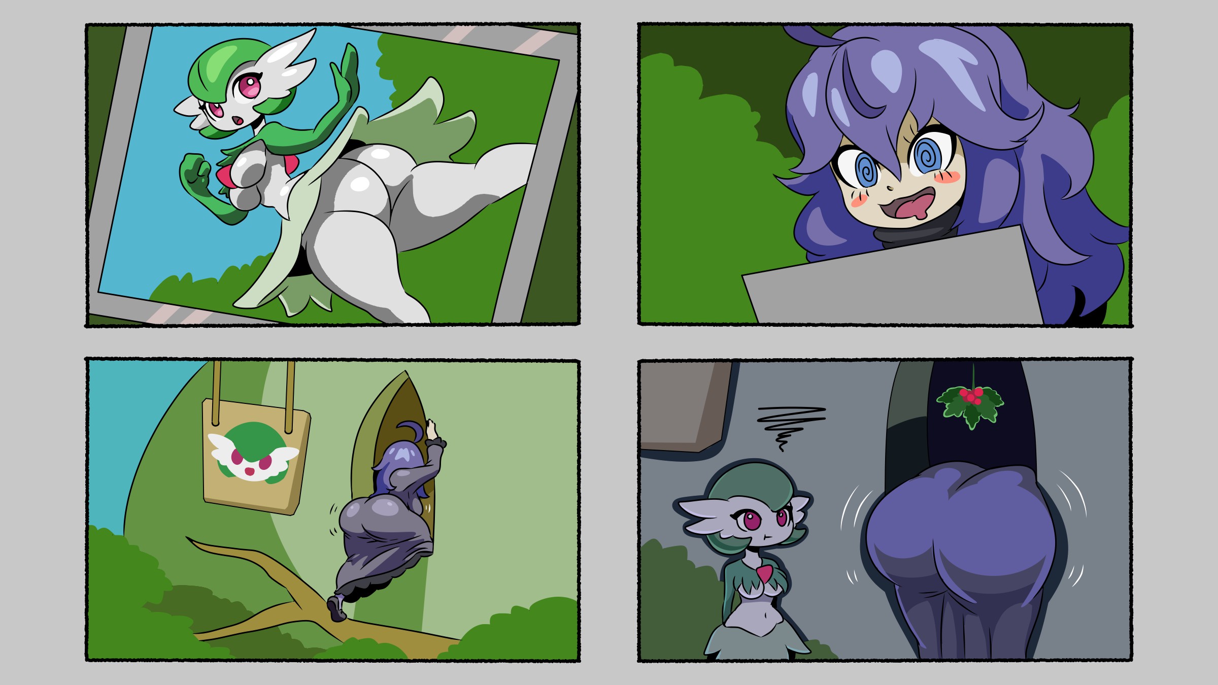ass, big ass, breasts, derpyharpy, female, gardevoir, hex maniac, huge ass, large ass, pokémon (species), pokemon, pokemon (species), stuck, stuck in door
