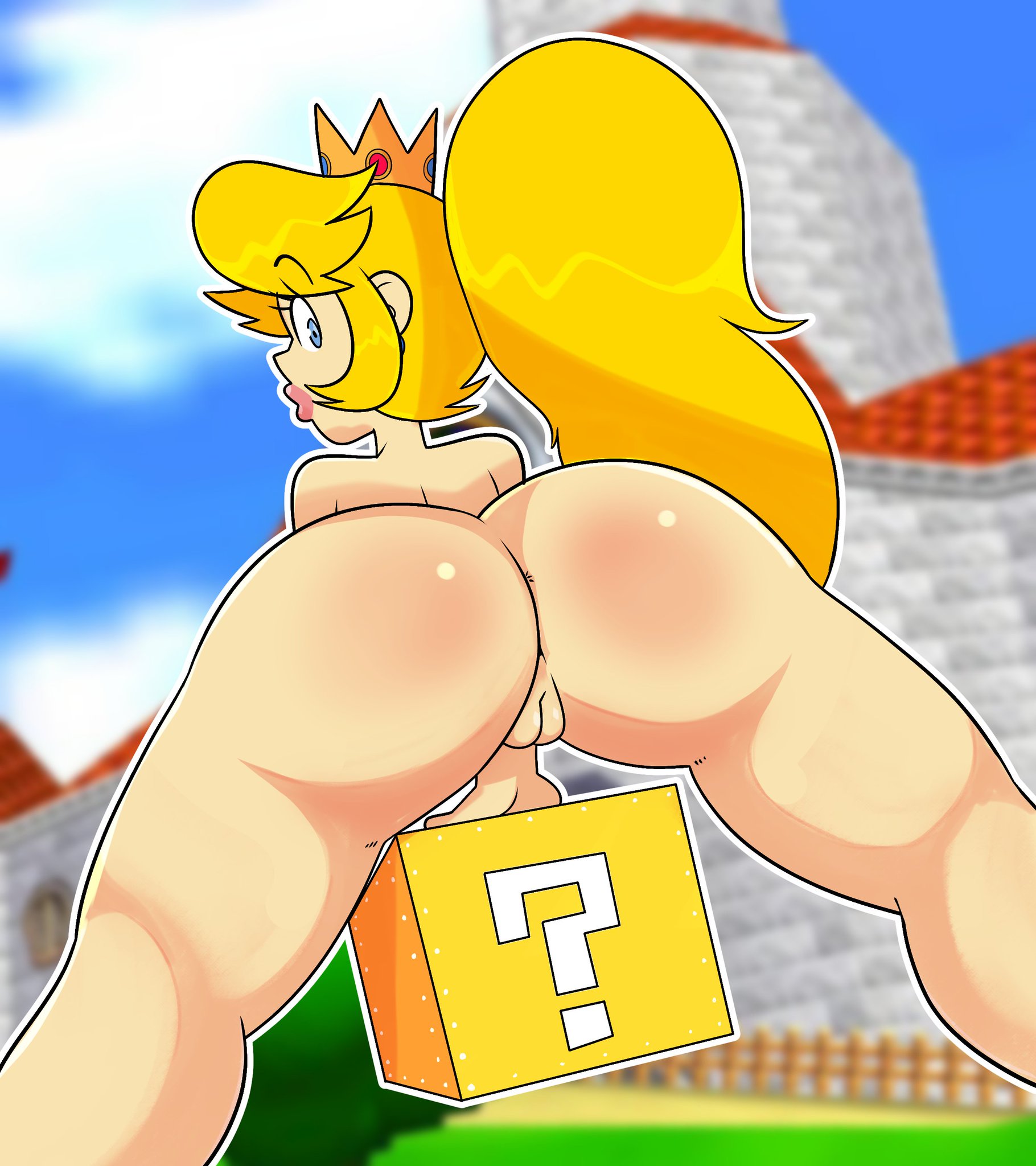 ? block, 1girls, 2020, 2020s, 20s, anus, anus peek, ass, ass focus, big ass, big butt, blonde hair, blue eyes, bubble ass, bubble butt, butt focus, completely naked, completely nude, crown, digital drawing (artwork), digital media (artwork), earrings, eyebrows, eyelashes, fair skin, fat ass, fat butt, female, female focus, female only, genitals, hi res, huge ass, huge butt, human, human focus, human only, light skin, light-skinned female, lipstick, long hair, mario (series), monamania, naked, naked female, nintendo, nude, nude female, pink lipstick, plump ass, ponytail, princess, princess peach, round ass, royal, royalty, solo, solo female, solo focus, super mario bros., sweetdandy, thick, thick ass, thick thighs, video games, wide hips