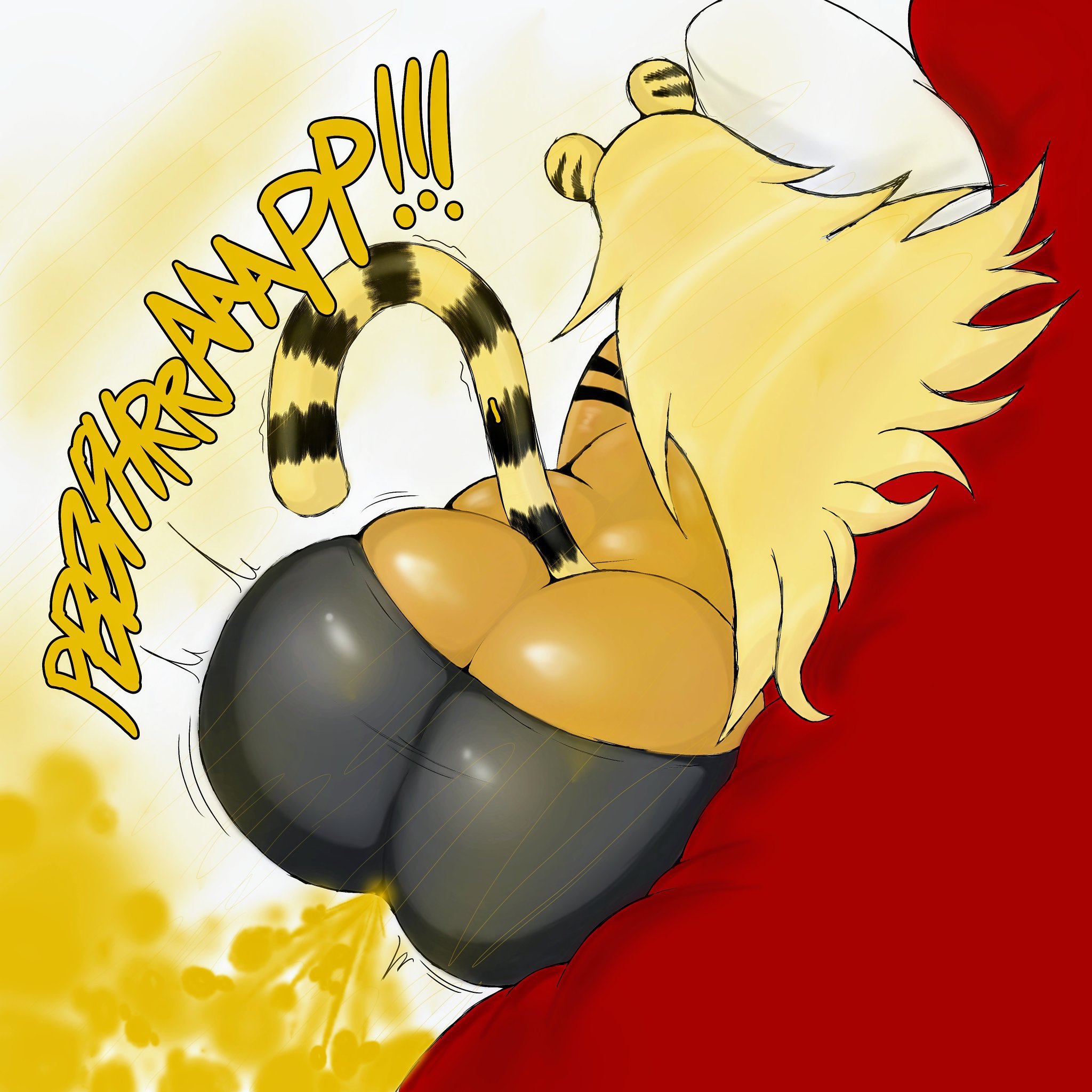bed, big ass, big butt, fart, fart cloud, fart fetish, farting, female, huge ass, huge butt, long hair, lying on bed, nightmaresfd, point of view, pov, tiger, tiger ears, tiger girl, tiger tail, tomboy, tora (nightmaresfd)
