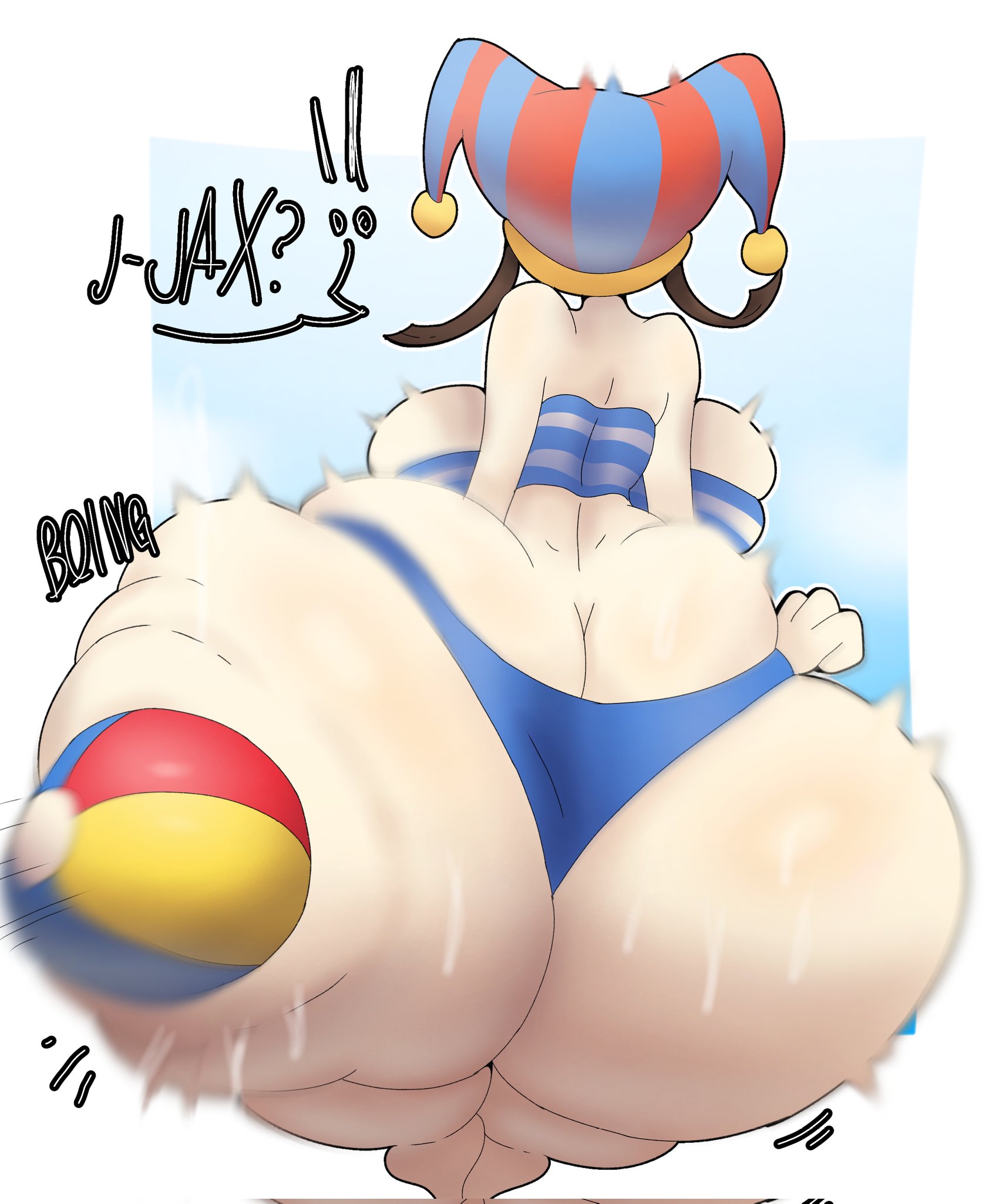 1female, 1girls, ass, ass clapping, ass focus, back view, big ass, bubble butt, clapping ass, clapping cheeks, dumptruck ass, enormous ass, fat ass, female, female only, gigantic ass, ginormous ass, huge ass, hyper, hyper ass, hyper butt, hyper hips, hyper thighs, pomni (beach outfit), pomni (the amazing digital circus), rare, round ass, solo, solo female, the amazing digital circus, thedeathcrow05, thick, thick ass, thick thighs, thighs, voluptuous, voluptuous female, wide hips