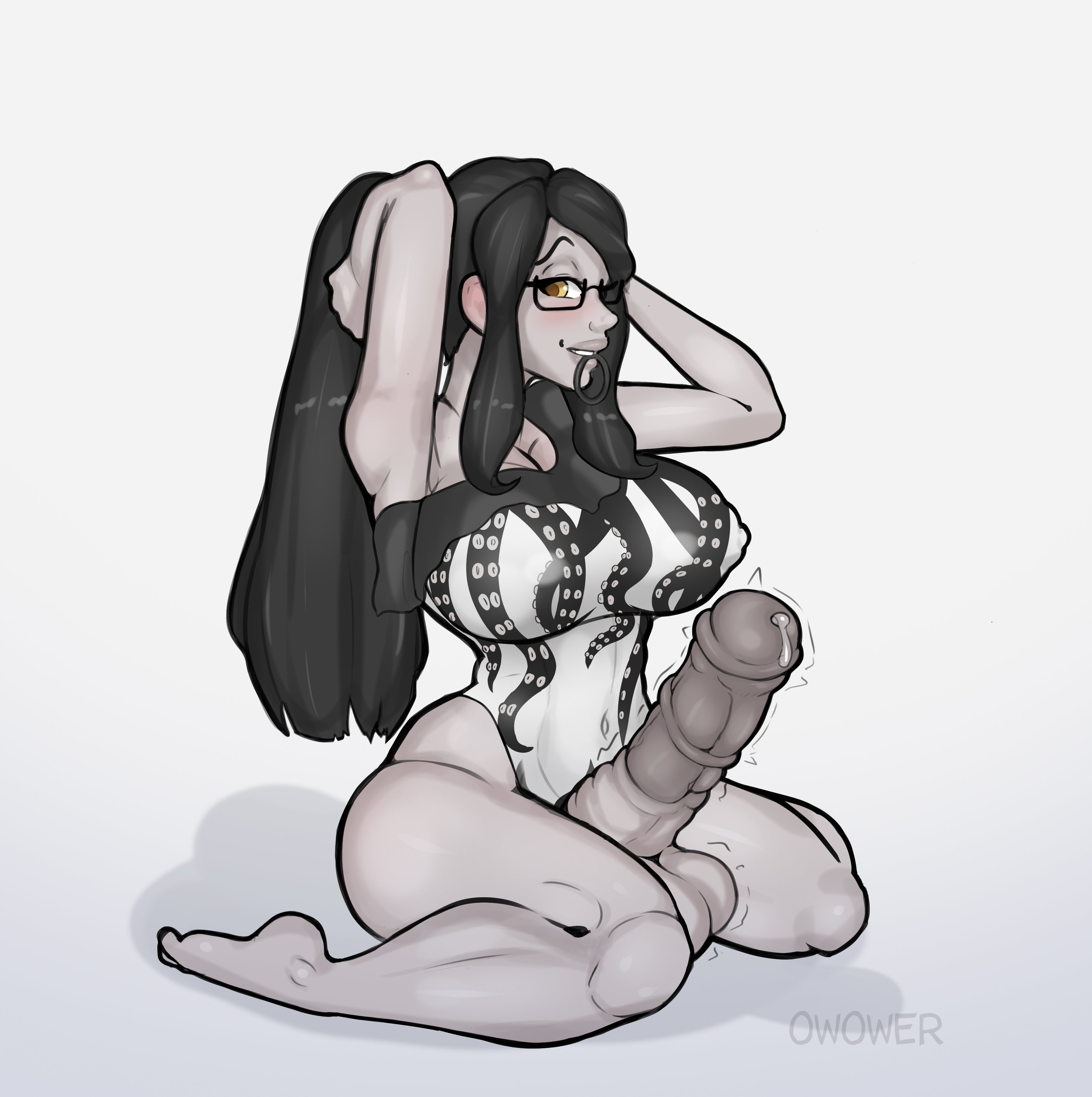 0w0wer, 1futa, abs, absurdres, animal genitalia, animal genitalia on humanoid, big breasts, breasts, dickgirl, erection, futa only, futanari, highres, horsecock, horsecock on humanoid, huge breasts, huge cock, intersex, large breasts, lilliana formonde, medial ring, medial rings, penis, sheath, solo, solo futa, thick thighs, wide hips