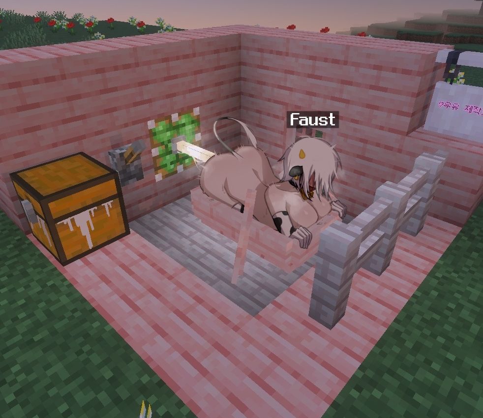 2d, 2d on 3d, 3d, anal, anal insertion, anal juice, anal sex, ass, big ass, big breasts, blue eyes, blush, blushing female, bovine, breasts, breathing, breathing heavily, cow ears, cow girl, cow horns, cow print gloves, cow print thighhighs, cow tail, cowbell, cowgirl, end rod, faust (limbus company), female, fucking machine, gloves, horny, horny female, hours later, limbus company, minecraft, minecraft sheep fucker machine, mostly nude, mostly nude female, nude, nude female, object in ass, object insertion, open mouth, piston (minecraft), project moon, sex machine, steam, tail, thighhighs, tongue, tongue out, white hair