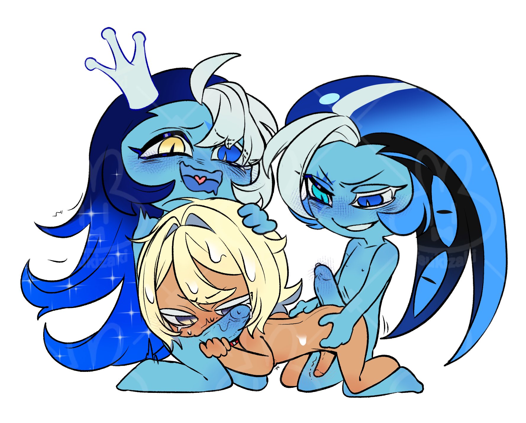3boys, annoyed, annoyed expression, black pupils, blowjob, blowjob gesture, blue penis, blue skin, cookie run, cookie run braverse, cookie run kingdom, cum in hair, fount of knowledge, gang bang, gang rape, gangbang, gangrape, gay, headmaster of the blueberry yogurt academy, iris42932931, light-blue eyes, male, male rape victim, male rapist, multiple boys, multiple males, penis, penis touching face, precorruption shadow milk cookie, pure vanilla cookie, rape, sage of truth, sex party, shadow milk cookie, short hair, short hair male, snake pupil, sucking penis, threesome, truthless recluse, tsukizaki2025, white pupils, yellow eyes, yellow hair, yellow hair male
