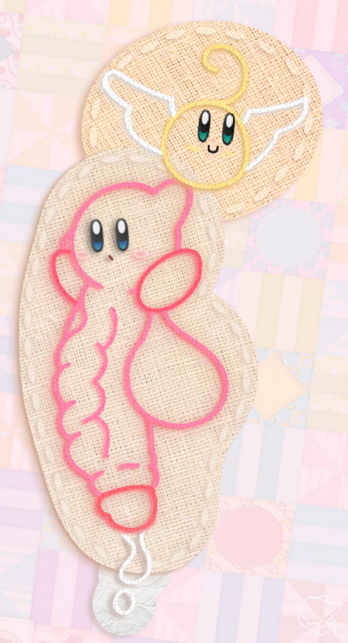 ambiguous_gender angie_(kirby) ball_with_hyper_features balls big_balls big_penis bodily_fluids cum cum_drip cyanu dripping duo flying foreskin genital_fluids genitals hi_res huge_cock hyper hyper_genitalia hyper_penis kirby kirby's_epic_yarn kirby_(series) male nintendo penis simple_background small_but_hung vein veiny_penis video_games waddling_head yarn