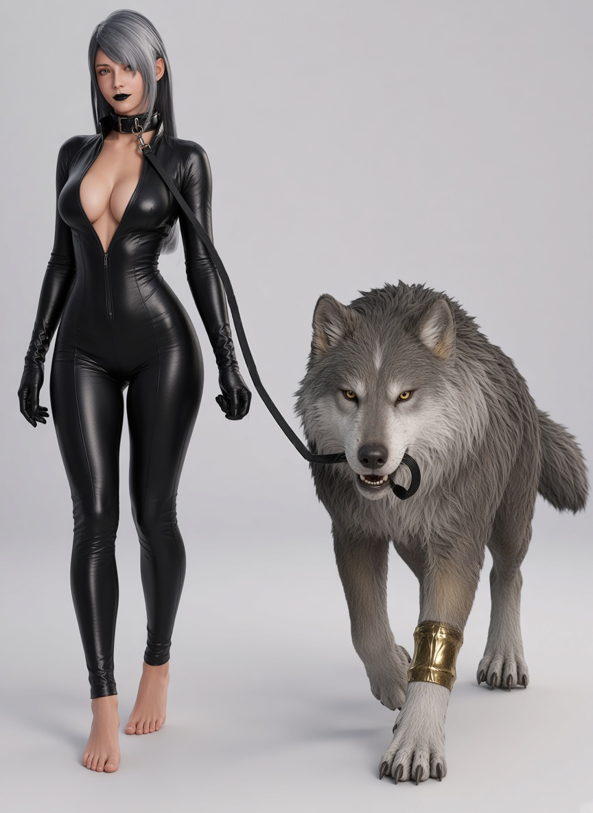 1girl 1girls 3d 3d_(artwork) animal_holding_leash artist_request barefoot black_lipstick bodysuit boobs canine canine_on_human catsuit cleavage collar collared dog dog_walking domestic_dog dominant dominant_male dominated dominated_female domination feet female feral feral_on_female feral_on_human final_fantasy final_fantasy_xvi goth goth_girl human_pet human_pet_feral_owner imminent_sex implied_bestiality implied_zoophilia jill_warrick latex latex_bodysuit latex_clothing latex_gloves leash leash_and_collar leash_in_mouth leash_pull leashed_collar leashed_female leather leather_clothing silver_hair square_enix submissive submissive_female tits toes torgal_(final_fantasy_xvi) walking walking_the_dog wolf wolf_ears zoophilia