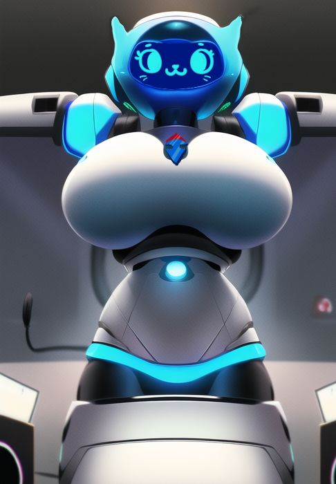 1girls, 2d, ai generated, big breasts, breasts, carrefour, cat ears, female, female only, huge breasts, humanoid, kerfuś, kerfuś female, looking at viewer, robot, robot girl, robot humanoid, screen face, solo, t-pose