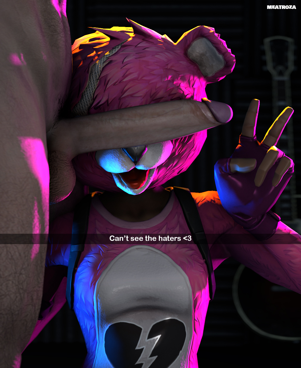 1boy, 1girls, 3d, big penis, cant see the haters, clothed female nude male, covered eyes, cuddle team leader, dick, female, female focus, fortnite, fur, huge cock, light skin, light-skinned female, light-skinned male, male, meatroza, nude, nude male, pale skin, pale-skinned female, pale-skinned male, penis, penis on face, penis over eyes, pink fur, straight, these aren't my glasses