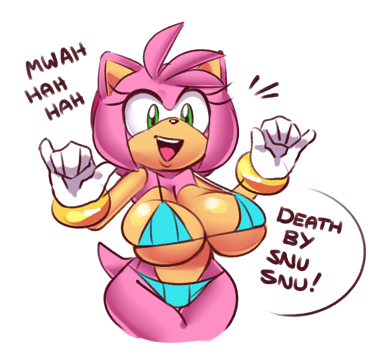 1girls amy_rose anthro breasts female female_only huge_breasts sega sonic_(series) squidapple