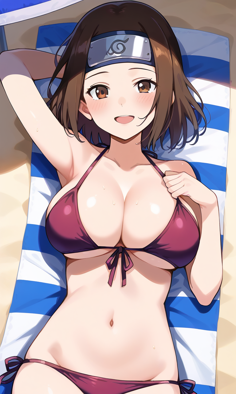 ai_generated beach bikini looking_at_viewer nohara_rin smile