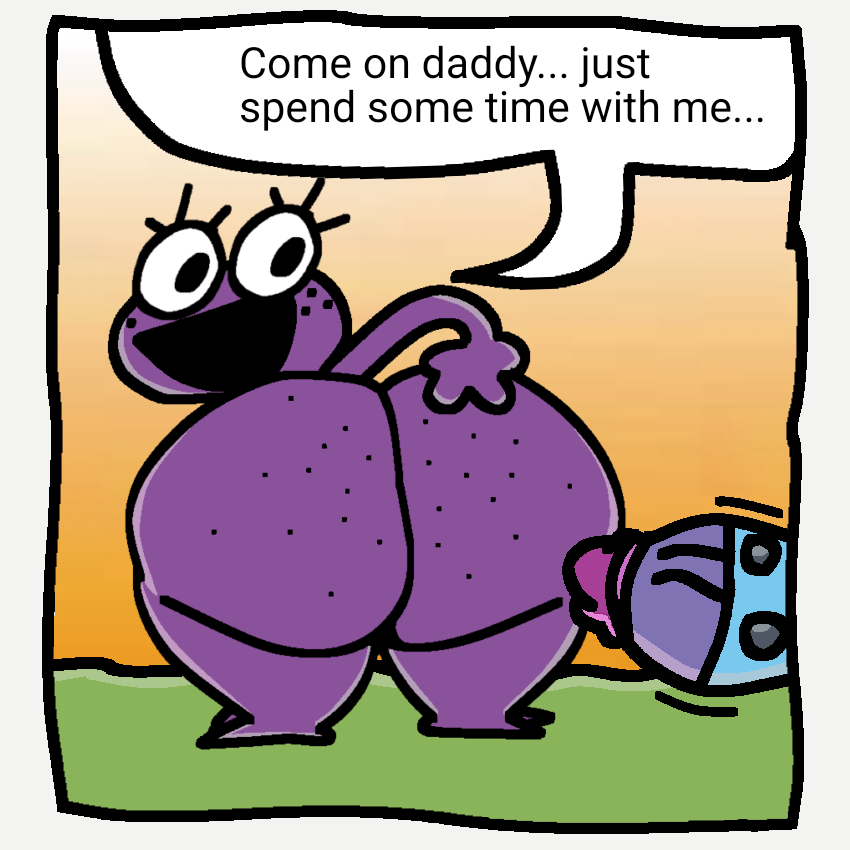 adoptive_daughter_(lore) adoptive_father_(lore) adoptive_incest amphibian anthro ass big_butt cat_kid_comic dogman_(series) duo erection female female/female first first_porn_of_character fish flippy_(dogman) frog megabox purple_skin speech_bubble technical_incest