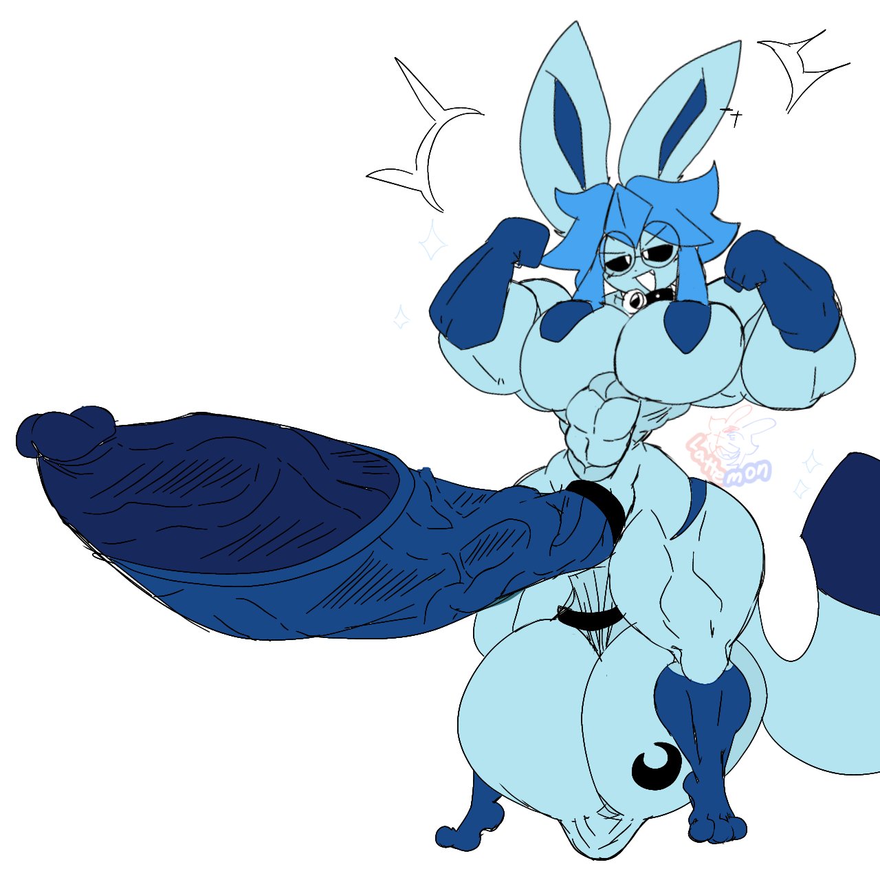 big_balls big_penis eeveelution futanari glaceon huge_balls huge_cock huge_penis hyper_muscles hyper_penis intersex large_penis lattemon lattemon_(character) penis pokemon pokemon_(species) testicles_clench thick_thighs veiny_penis wide_hips