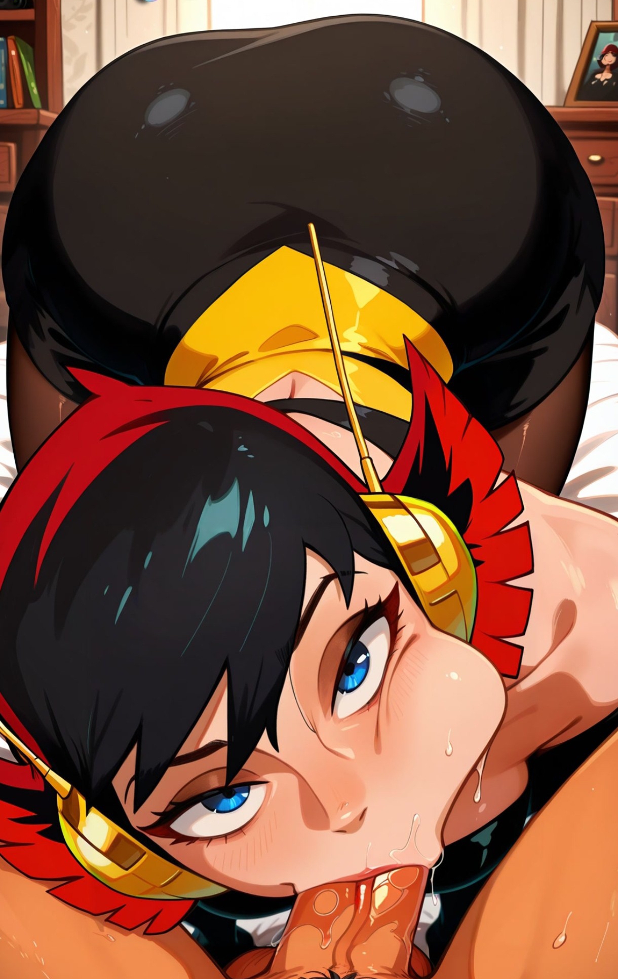 ai generated, blowjob, cum in mouth, janet van dyne, marvel, marvel comics, superheroine, the avengers: earth's mightiest heroes, wasp, wasp (earth's mightiest heroes), wasp (marvel)