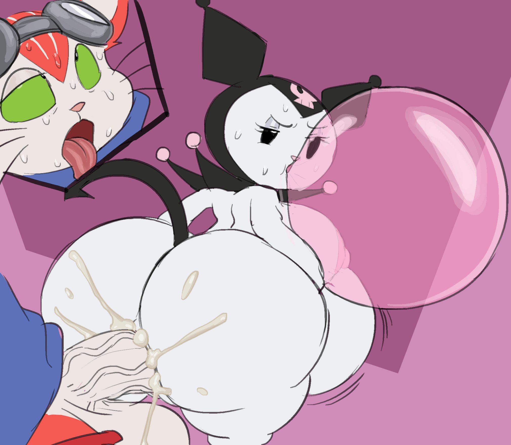anthro, areola, ass, balls, big areola, big balls, big breasts, big butt, big nipples, big penis, blinx, blinx the time sweeper, bodily fluids, breasts, bubble butt, bubble gum, cum, cum in vagina, cum inflated belly, cum inside, cumflation, curvy figure, demon, domestic cat, duo, felid, feline, felis, female, genital fluids, genitals, hi res, huge breasts, huge butt, huge thighs, inflation, interspecies, kiffy (artist), kuromi, lagomorph, leporid, looking back, male, male/female, mammal, microsoft, nipples, onegai my melody, penetration, penile, penile penetration, penis, penis in vagina, rabbit, sanrio, sex, side boob, sweat, tagme, thick thighs, tongue, tongue out, vaginal penetration, vein, veiny penis, xbox game studios
