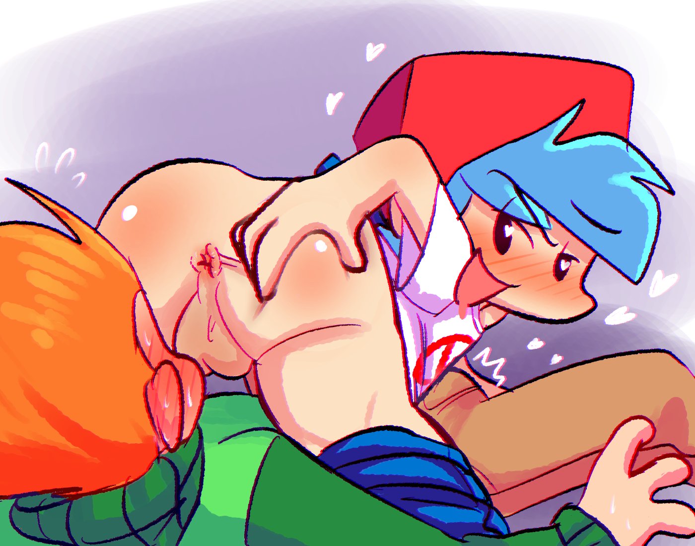 2boys, asshole, boyfriend (friday night funkin), fnf, friday night funkin, gay, grab the butt, heart-shaped pupils, heavy blush, pico (newgrounds), stolida120